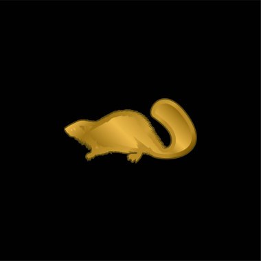 Beaver Mammal Animal Shape gold plated metalic icon or logo vector clipart