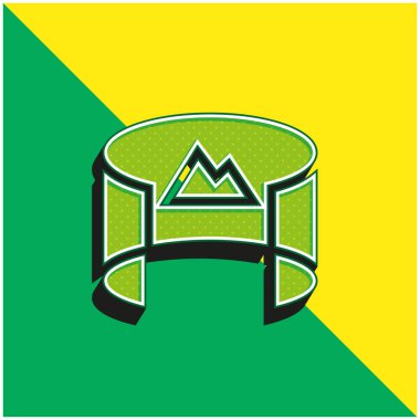 360 Görünüm Yeşil ve Sarı Modern 3D vektör simgesi logosu