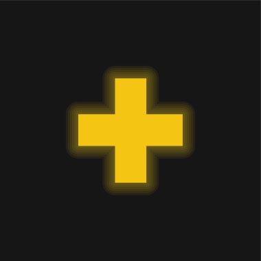 Toplama Sembolü sarı parlayan neon simgesi