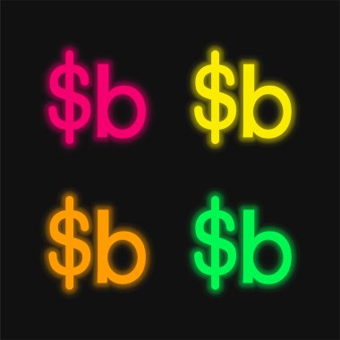 Bolivya Boliviano Para Birimi Sembolü. Parlak neon vektör simgesi