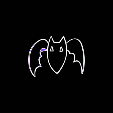 Bat Outline blue gradient vector icon clipart