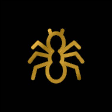 Ant Silhouette gold plated metalic icon or logo vector clipart