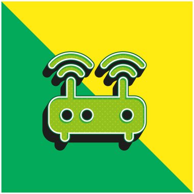 Anten Yeşil ve Sarı 3D modern vektör simgesi logosu