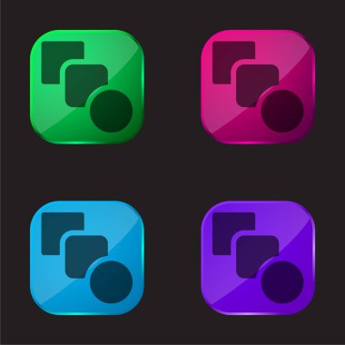 Dört renkli cam düğme simgesini karıştır