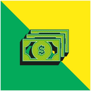 Dolar Bills Yeşil ve Sarı Modern 3D vektör simgesi logosu