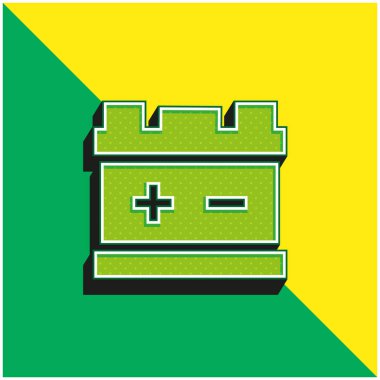 Pil Yeşil ve Sarı modern 3D vektör simgesi logosu