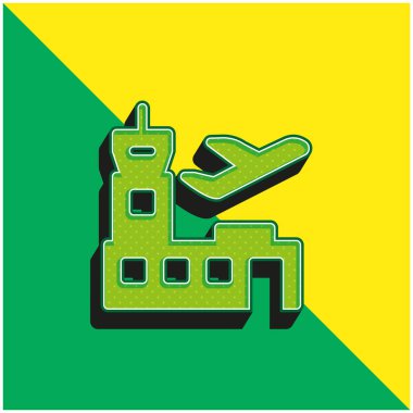 Havaalanı Yeşil ve sarı modern 3d vektör simgesi logosu