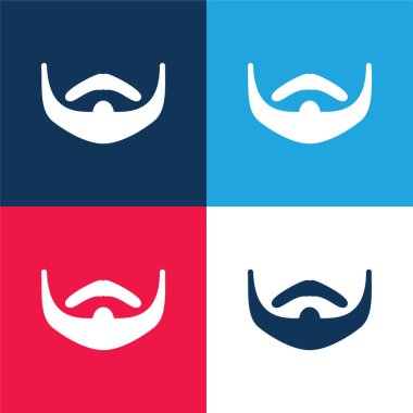 Sakal mavi ve kırmızı dört renk minimal simge kümesi