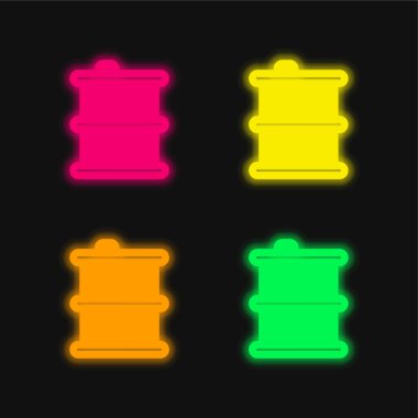 Barrel four color glowing neon vector icon clipart