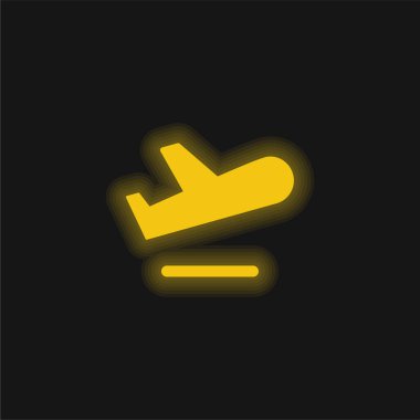 Havalimanı Ayrılışları Sarı parlak neon ikonu söyleyin