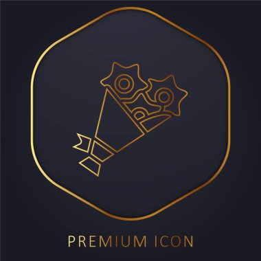 Buket altın çizgi prim logosu veya simgesi