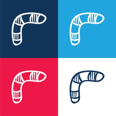 Bumerang mavi ve kırmızı dört renk minimal simge kümesi