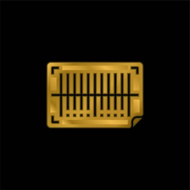 Barkod altın kaplama metalik simge veya logo vektörü