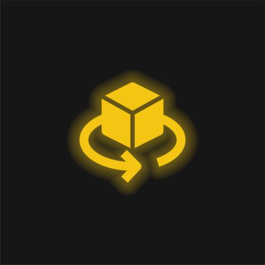 3D tasarım sarı parlak neon simgesi