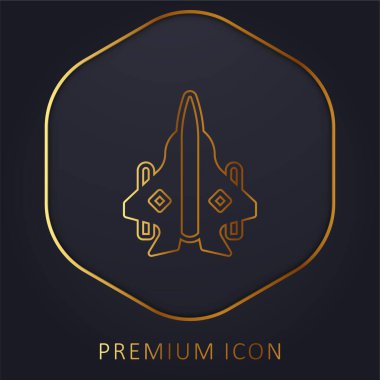 Uçak altın çizgisi prim logosu veya simgesi