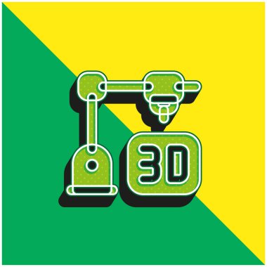 3d Yazdırma Yeşil ve Sarı Modern 3d vektör simgesi logosu