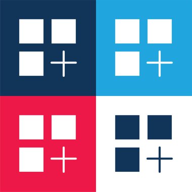 Uygulama mavi ve kırmızı dört renk en küçük simge kümesi