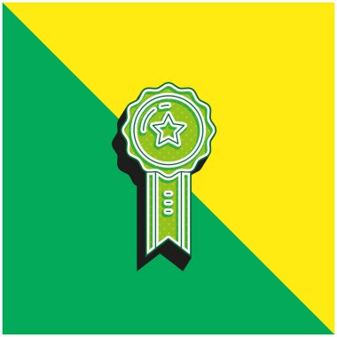 Rozet Yeşil ve Sarı Modern 3D vektör simgesi logosu