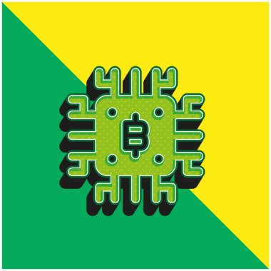 Bitcoin Yeşil ve Sarı modern 3d vektör simgesi logosu