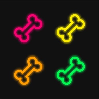 Bone four color glowing neon vector icon clipart