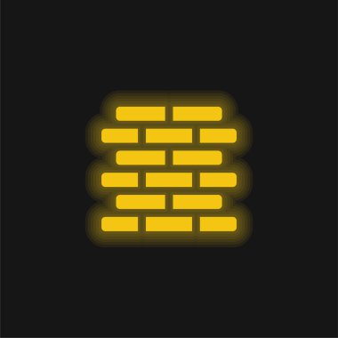 Tuğlalar sarı parlak neon simgesi