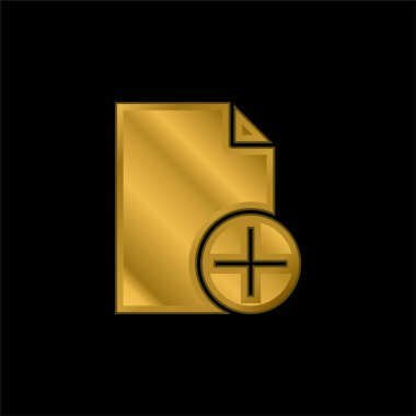 Altın kaplama metalik simge ya da logo vektörü ekle