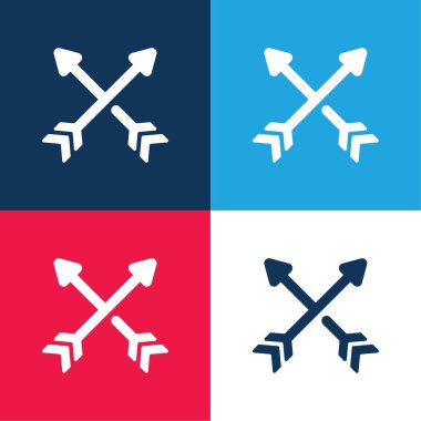 Oklar mavi ve kırmızı dört renk minimal simge kümesi