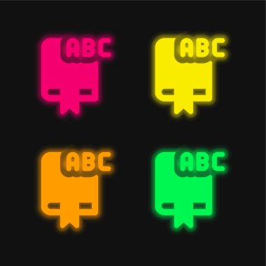 Alfabe dört renk parlayan neon vektör simgesi
