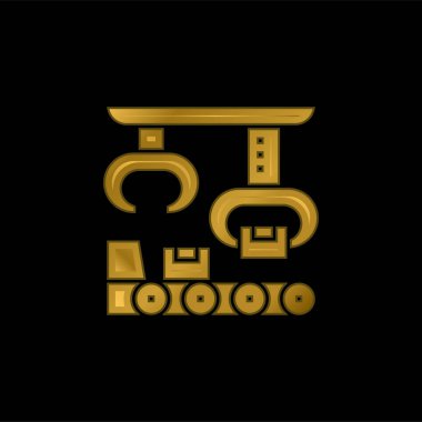 Altın kaplama metalik simge veya logo vektörünü monte et