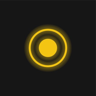 Çemberlerin Atom Dairesel Sembolü Sarı parlak neon simgesi
