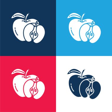 Elma mavisi ve kırmızı dört renk minimal simge kümesi