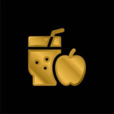Apple Juice altın kaplama metalik simge veya logo vektörü
