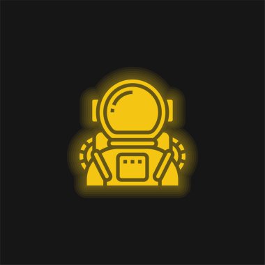Astronot sarı parlak neon simgesi