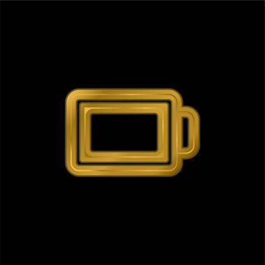 Pil Ana Hattı altın kaplama metalik simge veya logo vektörü