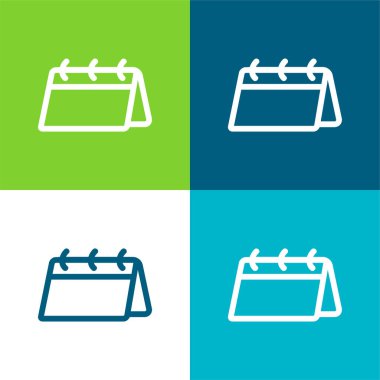 Almanac Düz 4 renk simgesi seti