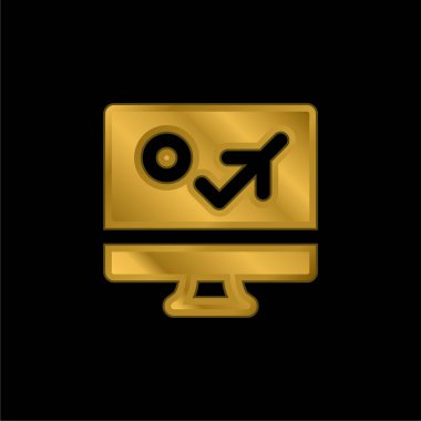 Altın kaplama metalik simge veya logo vektörü rezervasyon ediliyor