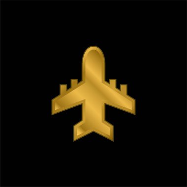 Uçak altın kaplama metalik simge veya logo vektörü