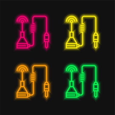 Anten dört renk parlayan neon vektör simgesi