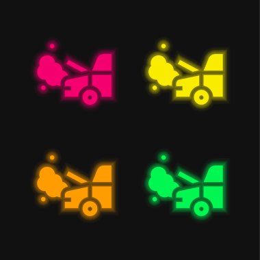 Kaput dört renk parlayan neon vektör simgesi