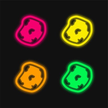 Asteroid dört renk parlayan neon vektör simgesi