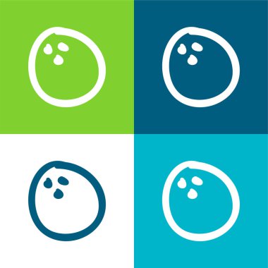 Ball Beach Entertainment Hand Drawn Toy Düz 4 renkli minimal simge seti