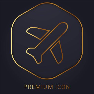 Uçak altın çizgisi prim logosu veya simgesi
