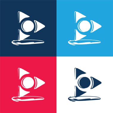 AOL Posta Çizilmiş Logo mavi ve kırmızı dört renk minimal simgesi seti