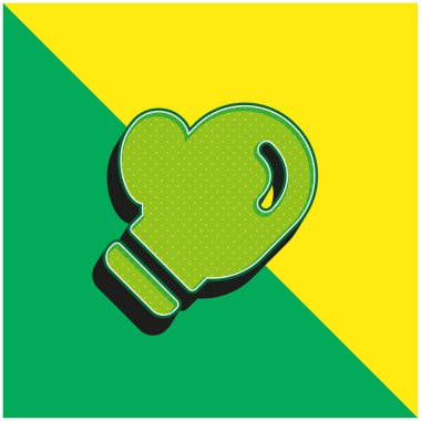 Boks Eldiveni Yeşil ve Sarı 3D vektör simgesi