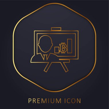 Bitcoin Sunumu Çubuk Grafik Altın Çizgi prim logosu veya simgesi