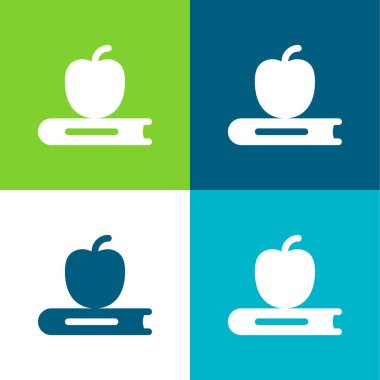 Kitap Düz 4 renk minimal simgesi seti