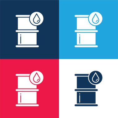 Barrel blue and red four color minimal icon set clipart