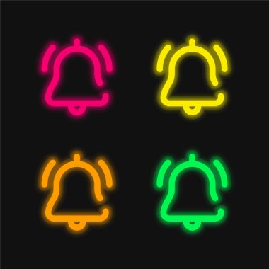 Alarm dört renk parlayan neon vektör simgesi