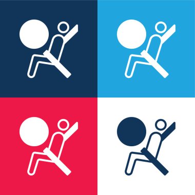 Hava yastığı mavi ve kırmızı dört renk minimal simge kümesi