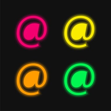 Arroba Sembolü dört renk parlayan neon vektör simgesi